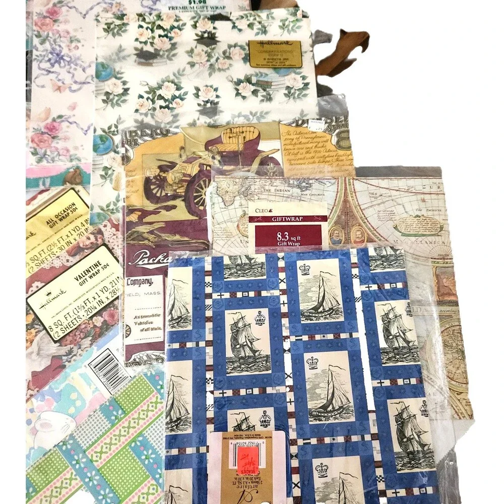 Lot of Vintage Wrapping Paper Various Occasions 40+ Patterns Packages & Sheets